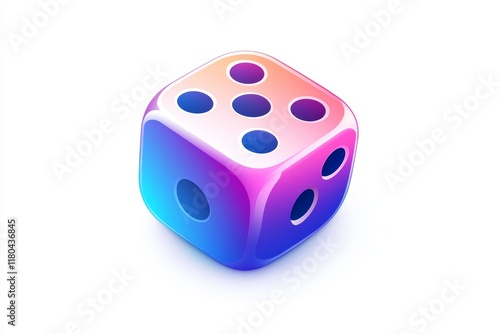 Colorful gradient dice with rounded edges on white background photo