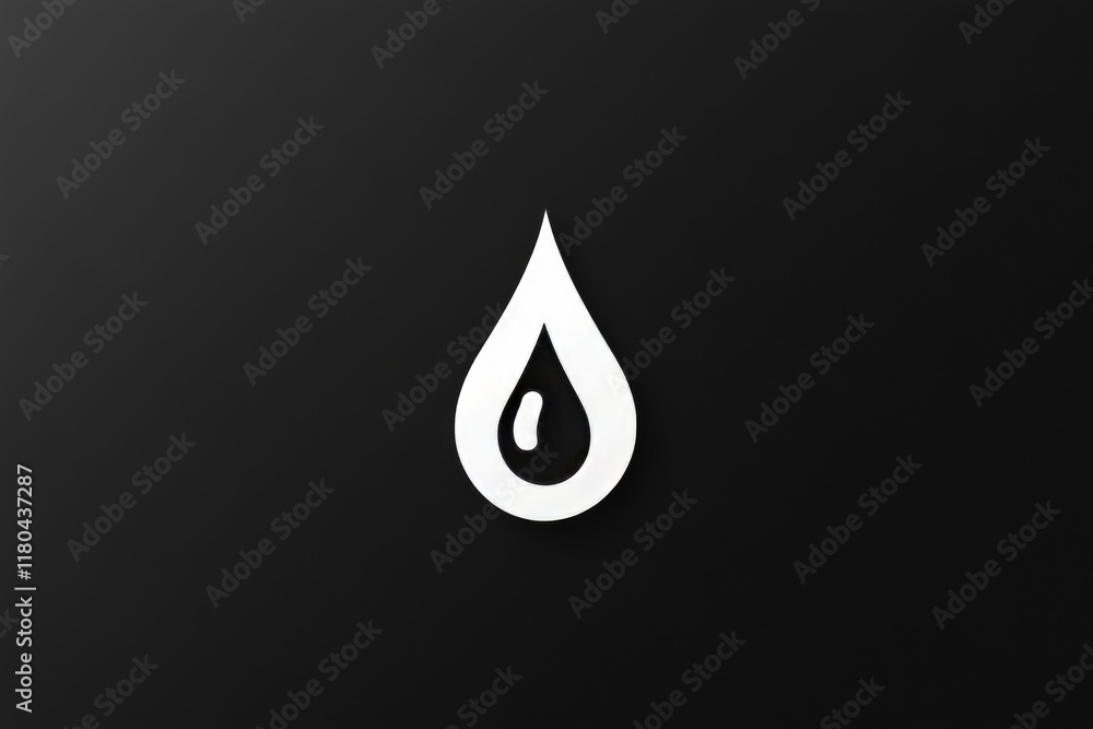 Minimalist water droplet symbol on black background Minimalist water droplet symbol on black background