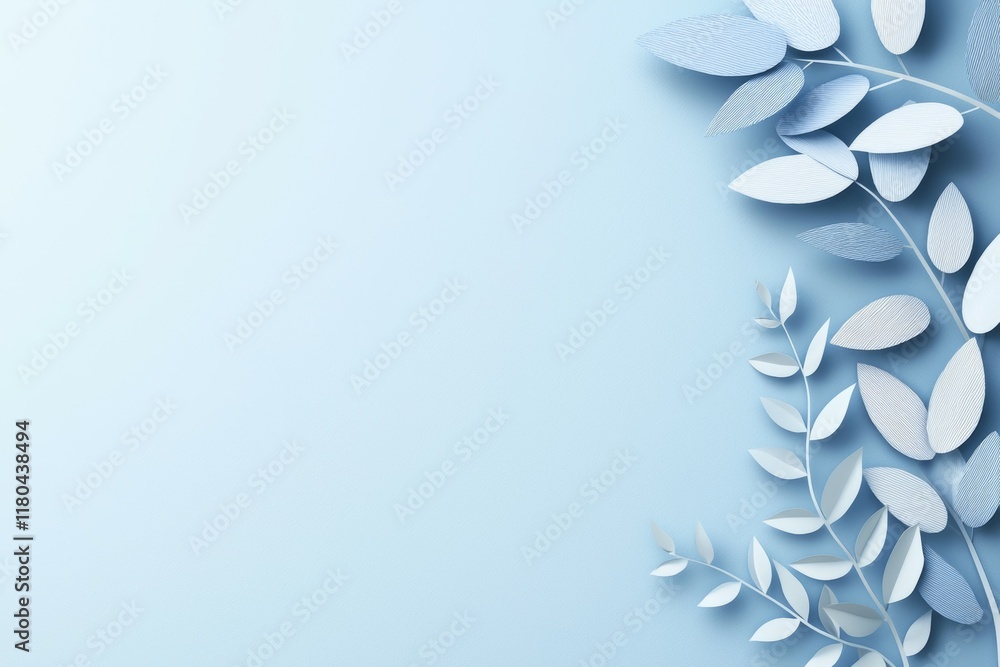 Blue background with white leaves on it Blue background with white leaves on it