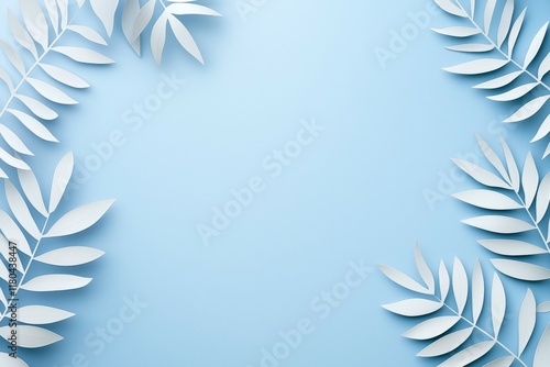 Wallpaper Mural Blue background with white leaves on it Torontodigital.ca