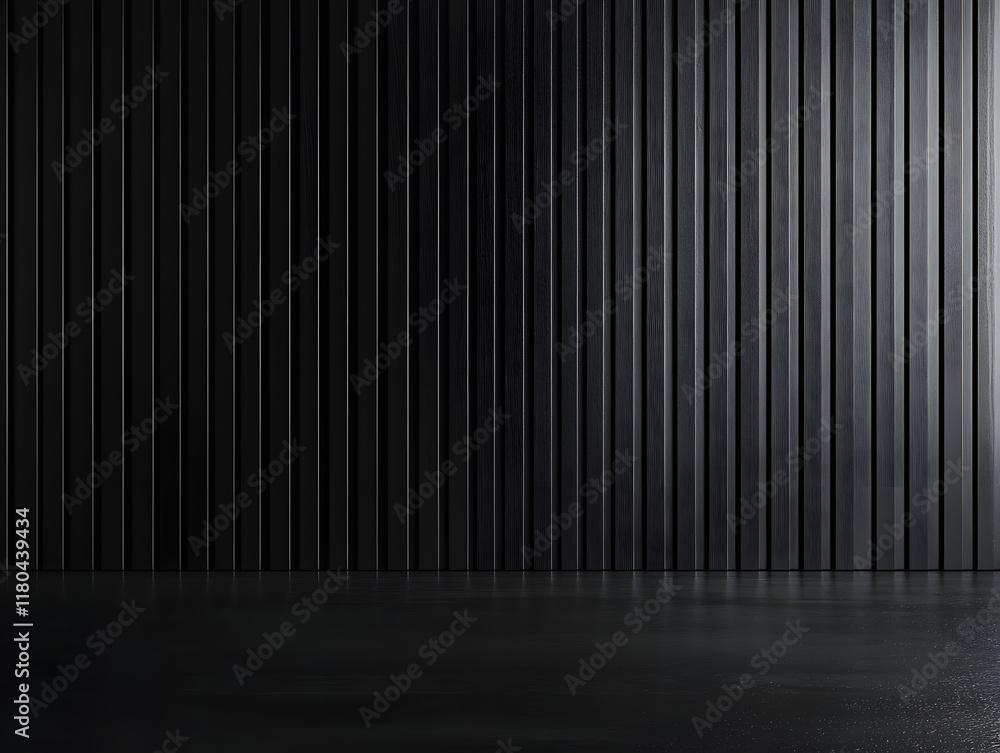 Black Vertical Grooved Wall and Dark Gray Floor Black Vertical Grooved Wall and Dark Gray Floor