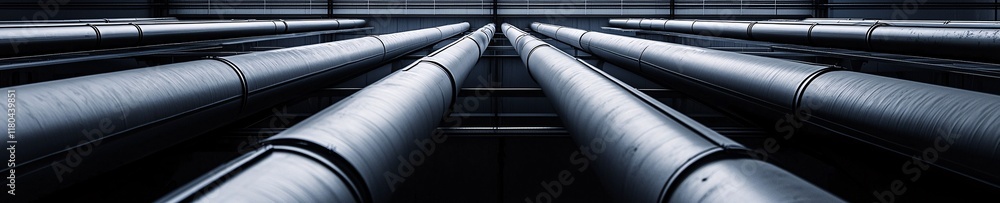 Industrial Metal Pipes Steel Pipelines Energy Transportation Infrastructure Refinery Factory Industrial Metal Pipes Steel Pipelines Energy Transportation Infrastructure Refinery Factory