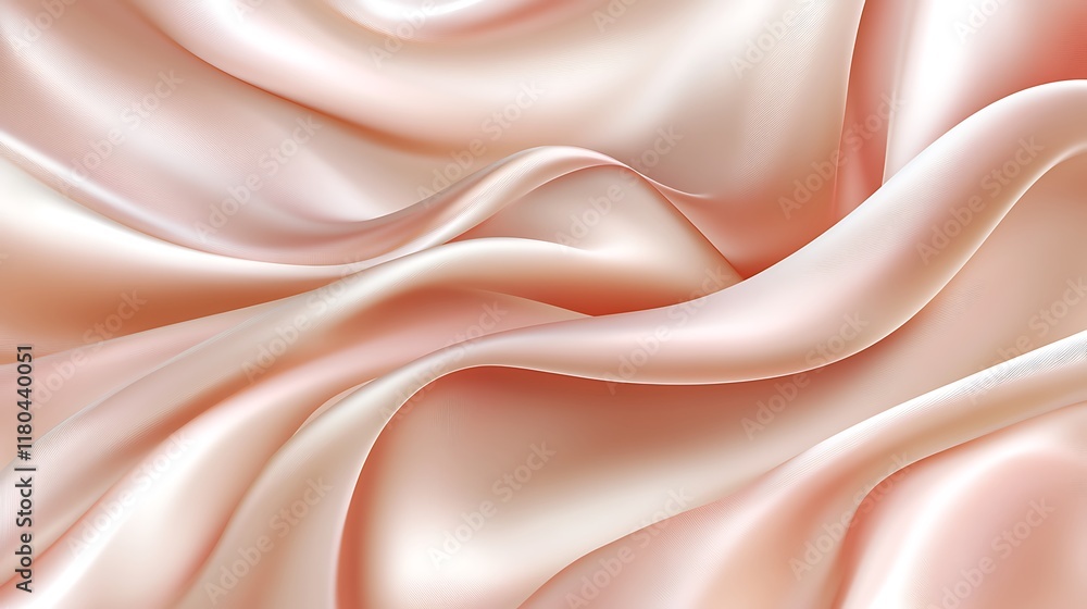 Fototapeta premium Elegant Draped Peach Silk Fabric Texture