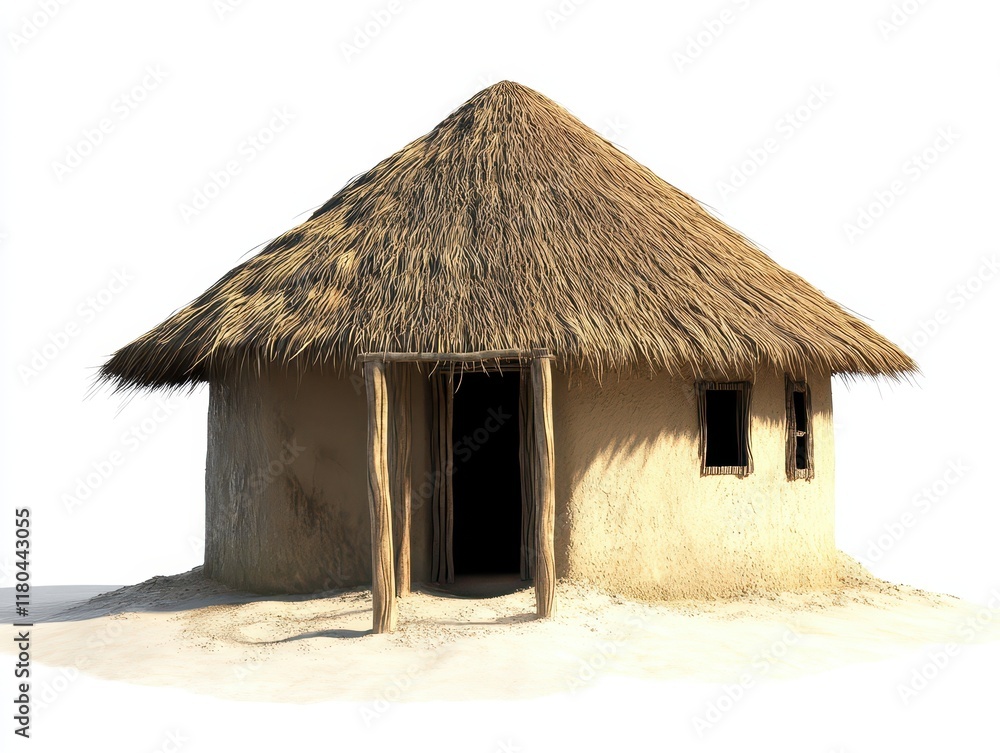 Traditional straw thatched house rural village architecture natural environment front view cultural heritage Traditional straw thatched house rural village architecture natural environment front view cultural heritage