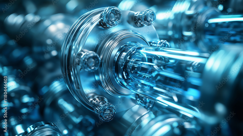 Obraz premium Polished Metal and Glass Industrial Machinery Component