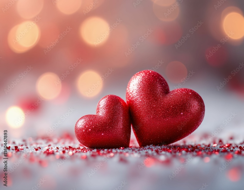 Obraz premium Romantic Red Hearts: Sparkling Festive Valentine's Day Image