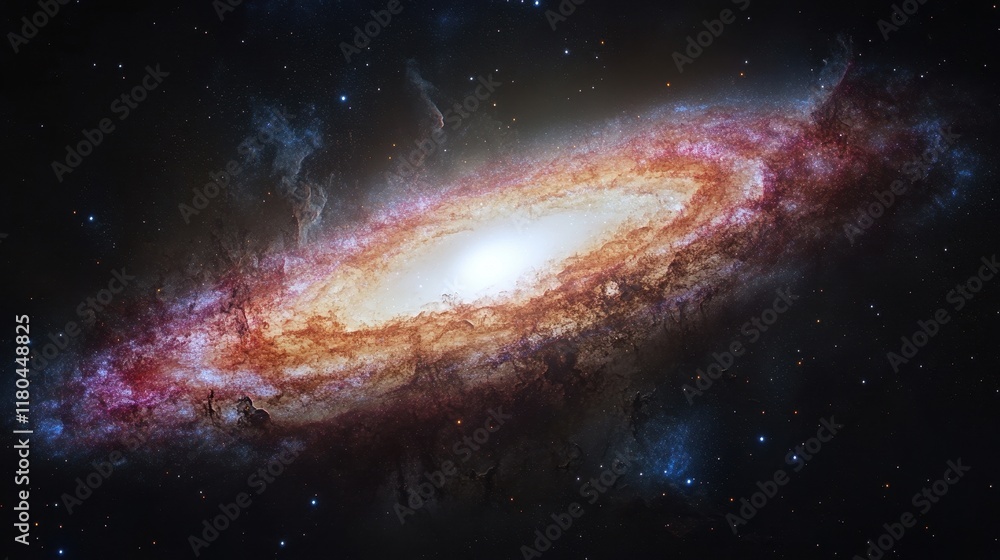 Fototapeta premium Majestic Spiral Galaxy Amidst Distant Stars and Nebulae