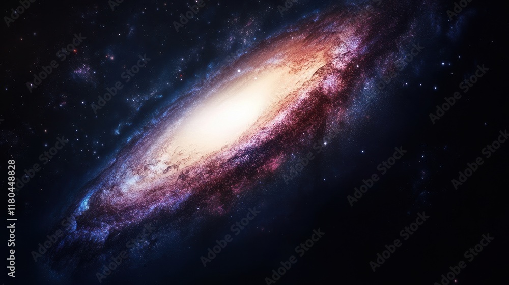 Naklejka premium Majestic Spiral Galaxy in Deep Space Amidst Stars