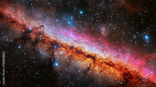 Celestial Nebula Cosmic Dust Starscape Displaying Vivid Colors photo