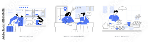 Hostel business isolated cartoon vector illustrations se