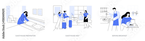 Bed and Breakfast business isolated cartoon vector illustrations se