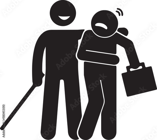 Illustration of an icon of a stickman mugging another stickman