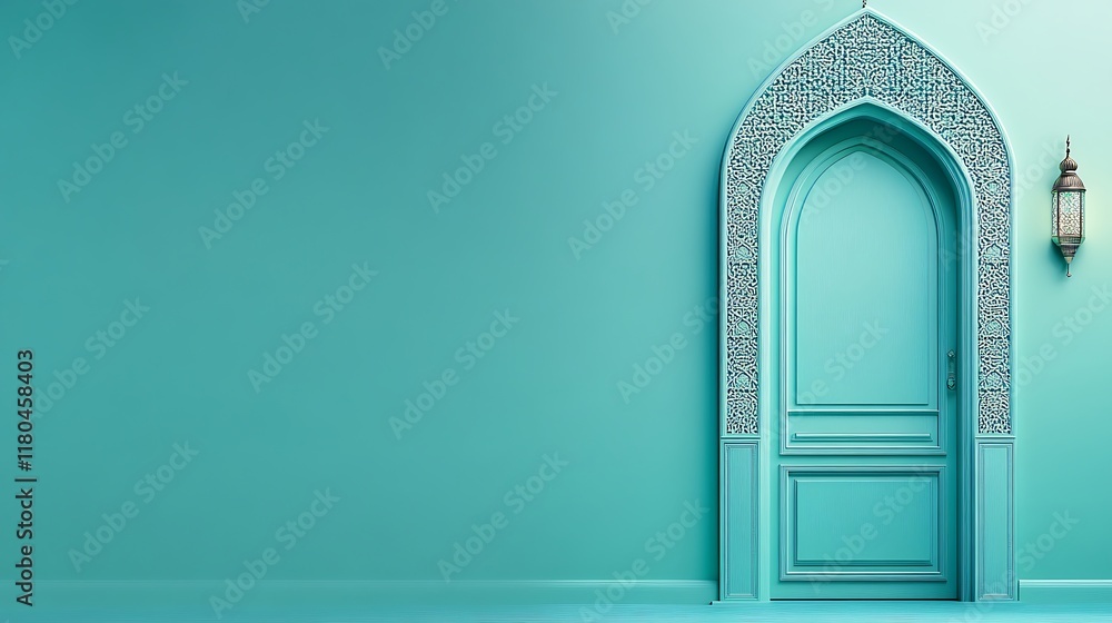 Teal Doorway with Intricate Architectural Detailing Teal Doorway with Intricate Architectural Detailing