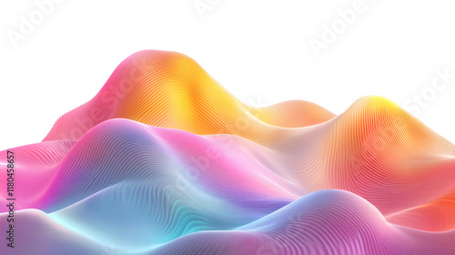 A abstract rainbow colour 3d sand dunes isolated on white background