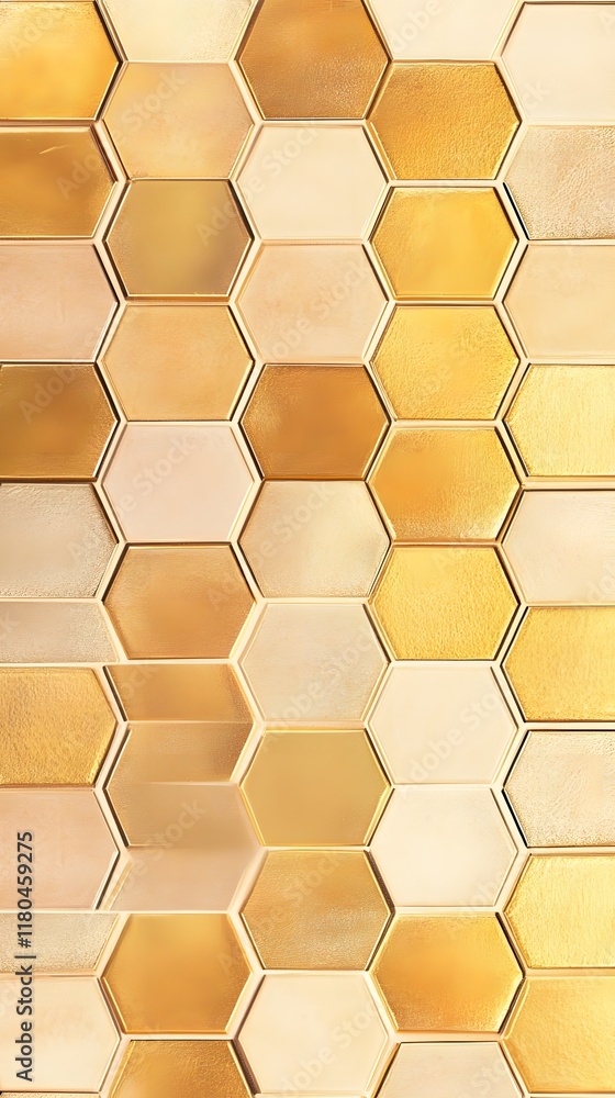 Hexagonal Tile Pattern in Gold and Beige Tones Hexagonal Tile Pattern in Gold and Beige Tones