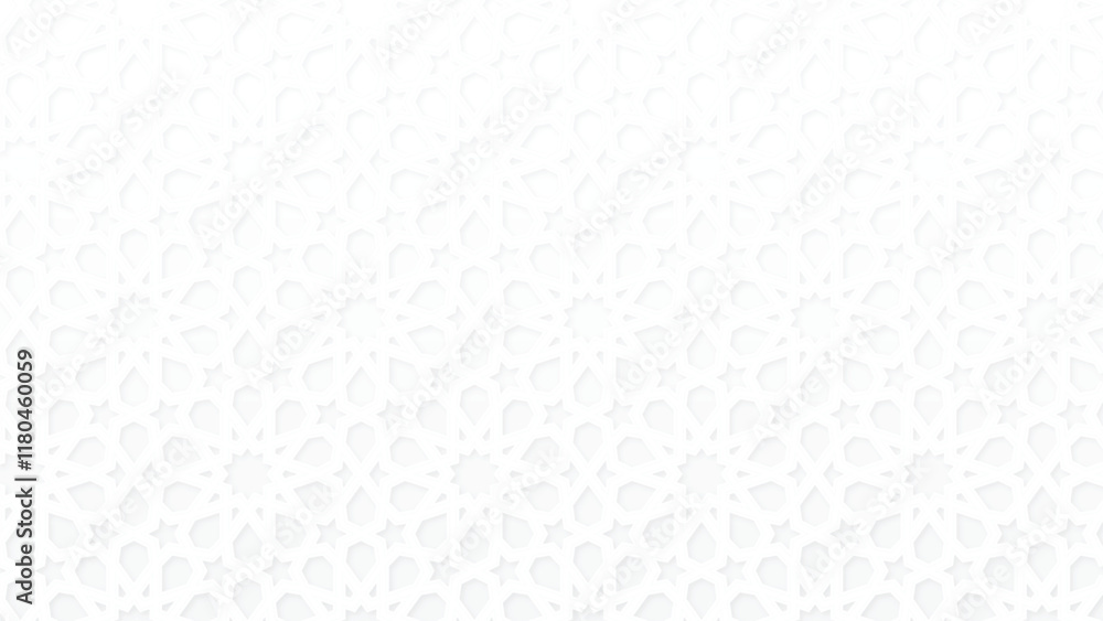Naklejka premium white islamic vector background seamless arabic geometric pattern