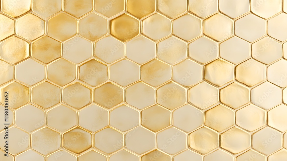 Honeycomb Pattern of Gold and Beige Hexagonal Tiles Honeycomb Pattern of Gold and Beige Hexagonal Tiles