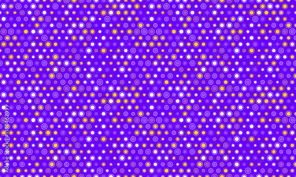 Vibrant purple background featuring a playful pattern of overlapping circles in white, yellow, and purple. Vibrant purple background featuring a playful pattern of overlapping circles in white, yellow, and purple.