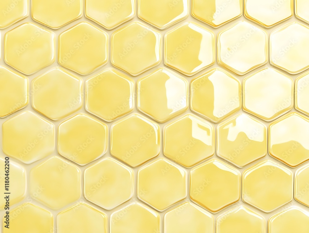 Honeycomb Pattern of Pale Yellow Glossy Hexagonal Tiles Honeycomb Pattern of Pale Yellow Glossy Hexagonal Tiles