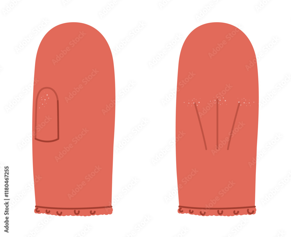 Igloo One-Fingered Mitten Gloves Wrist length orange red cartoon Fashion hand accessory clothing technical illustration garment. Vector front palm back view for Men, women unisex style flat CAD mockup Igloo One-Fingered Mitten Gloves Wrist length orange red cartoon Fashion hand accessory clothing technical illustration garment. Vector front palm back view for Men, women unisex style flat CAD mockup