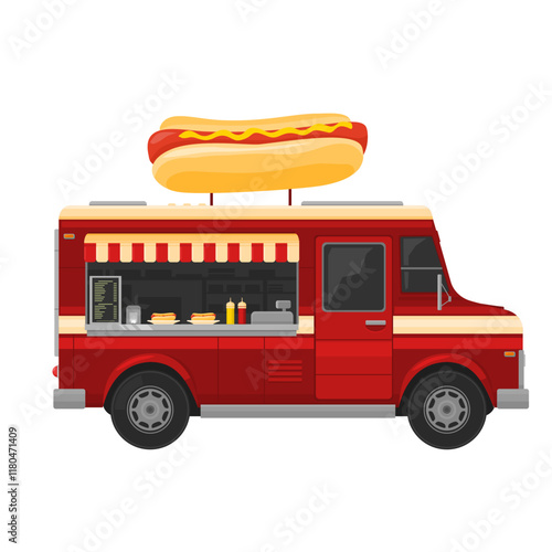 Hot Dog Truck Color Illustration Vector Icon