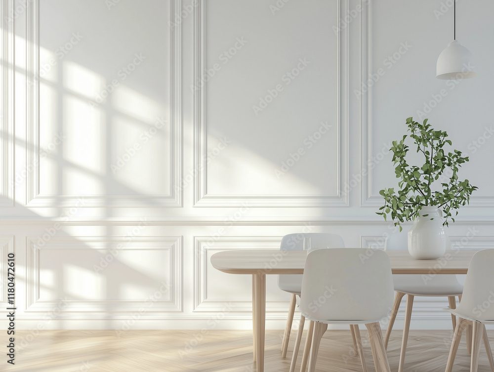 Fototapeta premium White dining room interior, close up