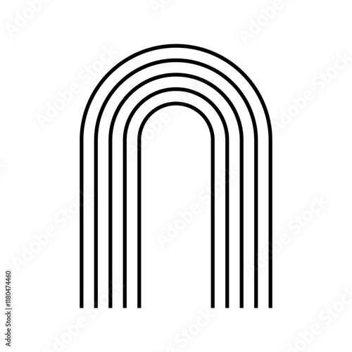 Archway shapes. Concentric arch geometric figures in trendy boho style. Minimalistic design element for modern templates. Vector graphic illustration.