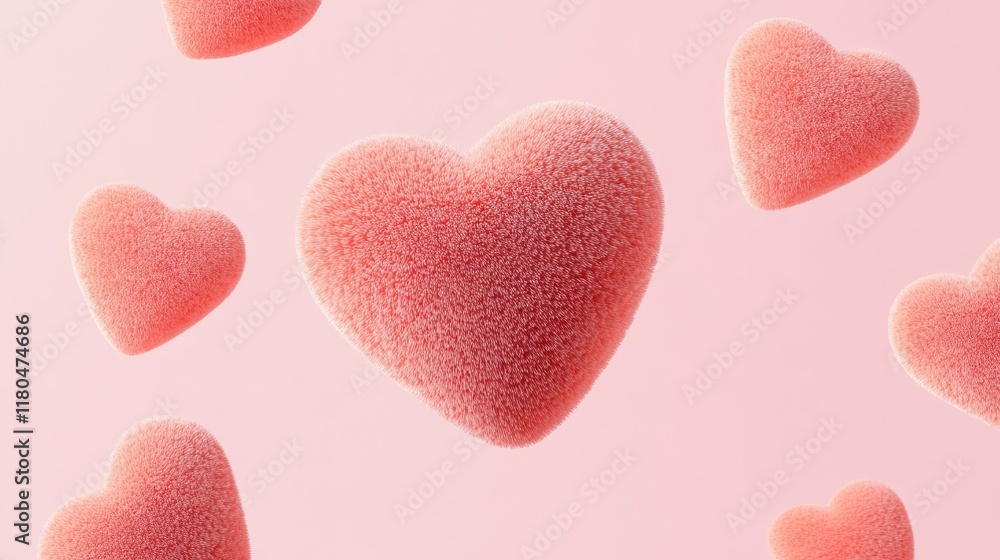 Fototapeta premium Floating Pink Sugar Hearts on Pastel Background: Valentine's Day Concept