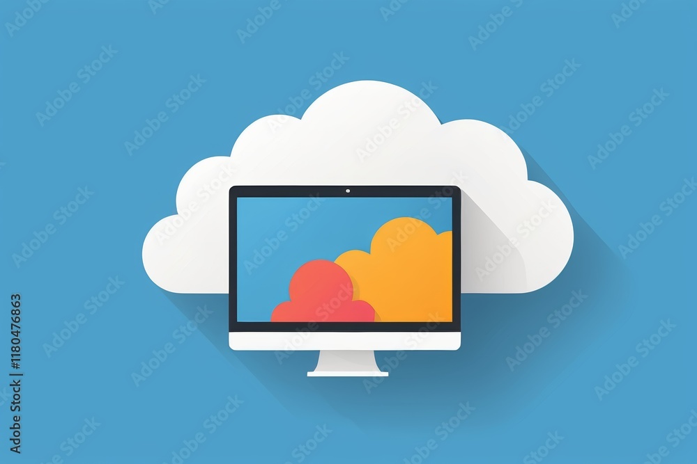 arafed image of a computer monitor with a cloud on the screen arafed image of a computer monitor with a cloud on the screen