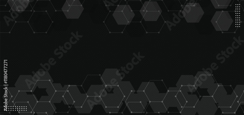 Modern black and gray hexagon geometric pattern background vector