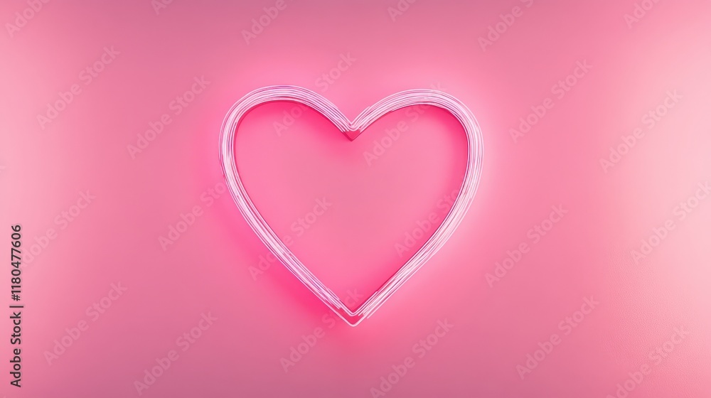 Pink Heart Shape on Pastel Background: Minimalist Love Symbol Pink Heart Shape on Pastel Background: Minimalist Love Symbol