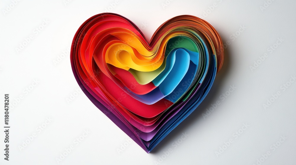 Rainbow Layered Paper Heart: A Colorful Symbol of Love and Affection