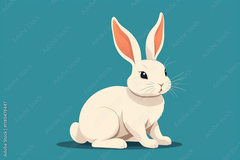 illustration of a white rabbit sitting on a blue background illustration of a white rabbit sitting on a blue background