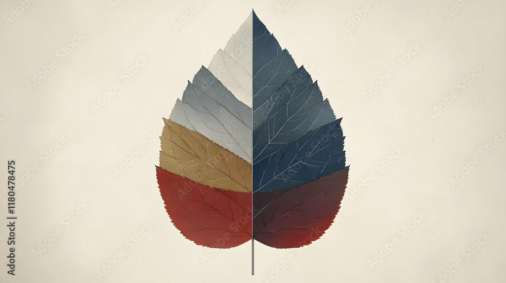 Obraz premium Colorful abstract leaf design on light background.