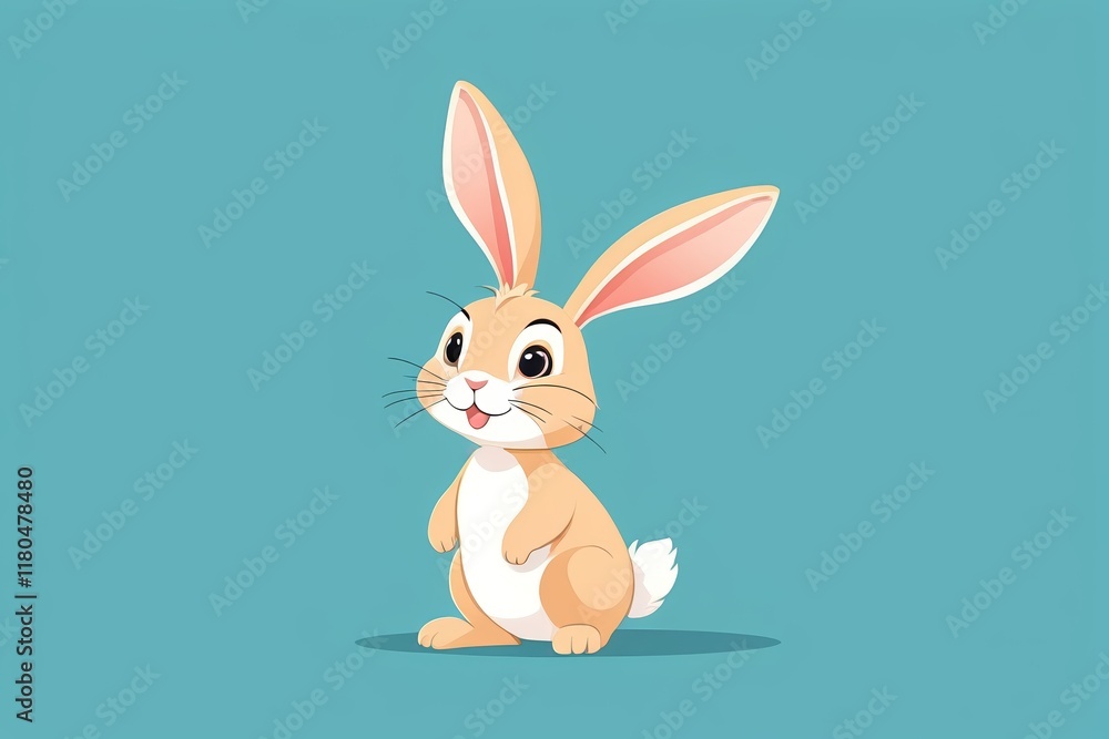 Obraz premium cartoon rabbit sitting on its hind legs and looking up