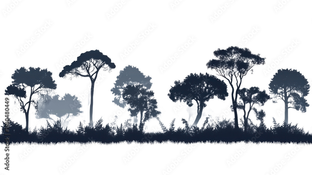 Forest silhouette transparent background Forest silhouette transparent background