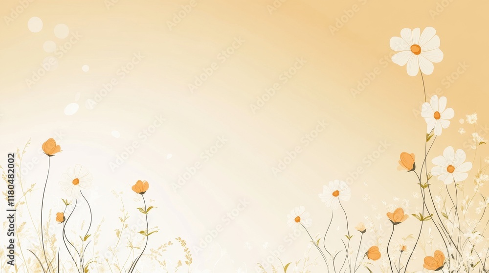 Soft Pastel Flower Field: Delicate Cosmos and Daisies in Gentle Breeze Soft Pastel Flower Field: Delicate Cosmos and Daisies in Gentle Breeze
