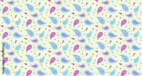 Delightful pastel paisley pattern.  Perfect for textile design, fashion, wrapping paper, or website backgrounds.  Light, airy, and cheerful design. Ideal for spring/summer projects.