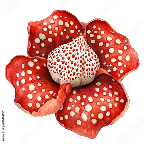 A watercolor drawing of a Rafflesia flower, isolated on a white background. Rafflesia flower vector.
