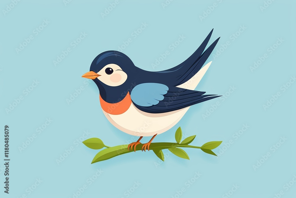 Fototapeta premium there is a bird sitting on a branch with leaves