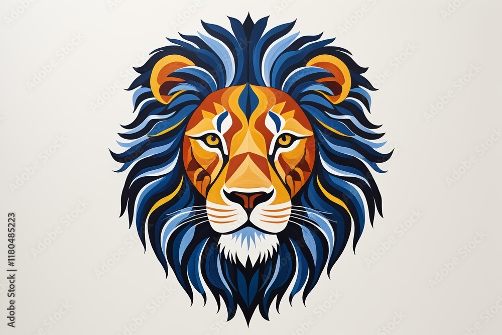 there is a lion head with a colorful mane on a wall there is a lion head with a colorful mane on a wall