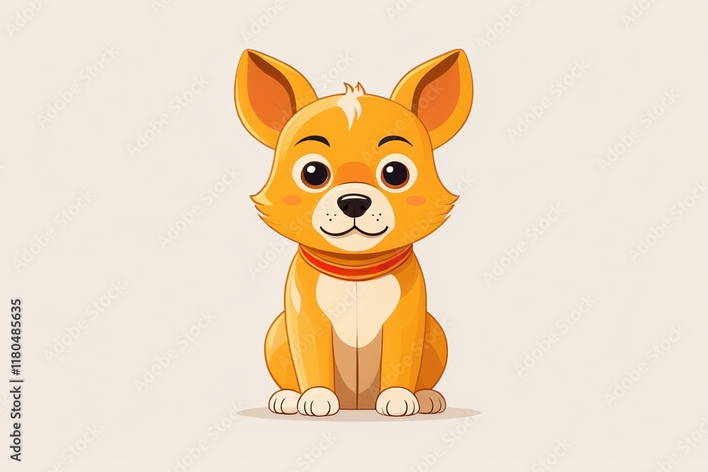cartoon dog with collar sitting on floor looking at camera cartoon dog with collar sitting on floor looking at camera
