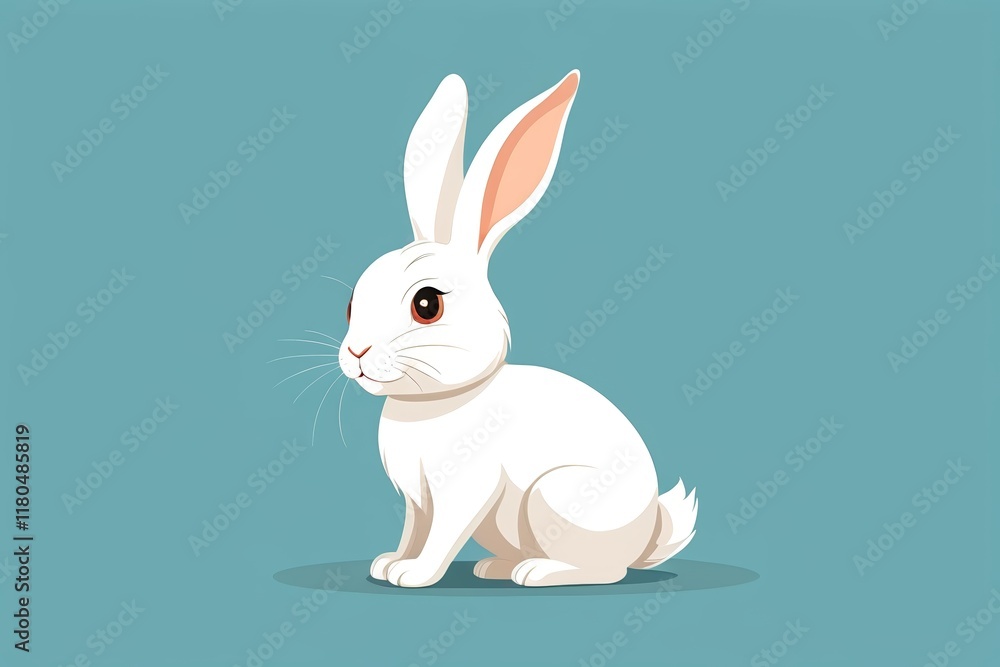 Obraz premium there is a white rabbit sitting on a blue background