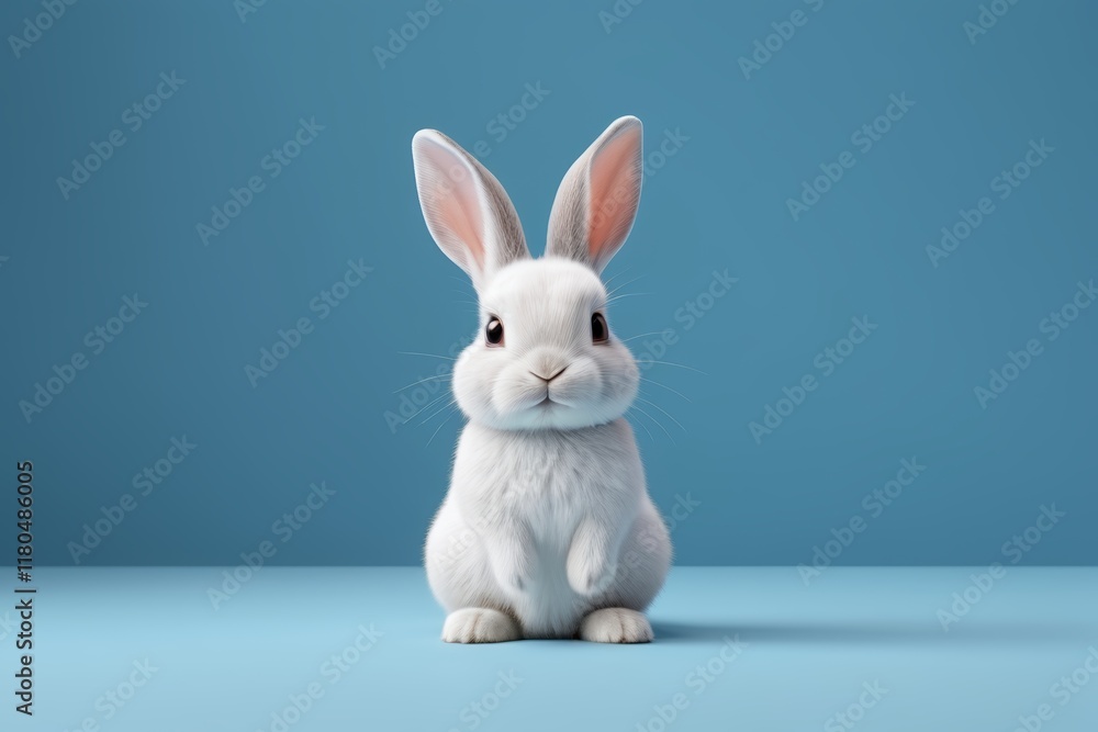 arafed white rabbit sitting on a blue surface with a blue background arafed white rabbit sitting on a blue surface with a blue background