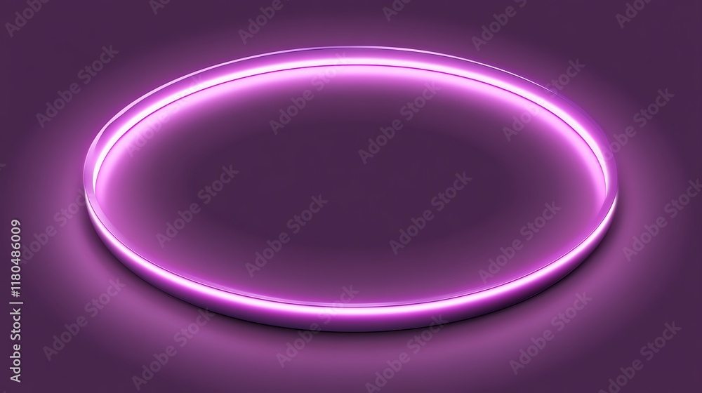 Obraz premium Purple Neon Circle Glowing Brightly In The Dark