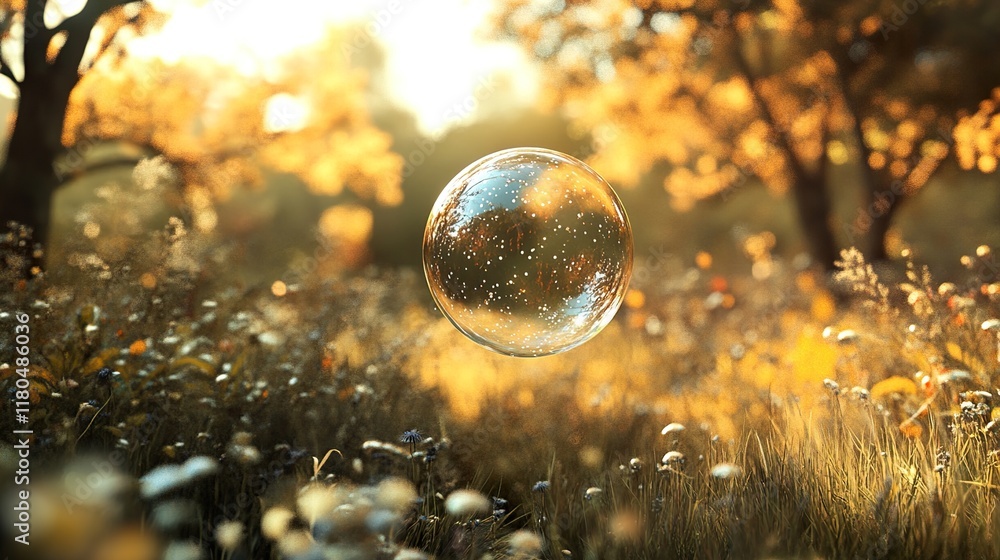 Enchanted Autumn Field: A Magical Bubble in Golden Sunlight Enchanted Autumn Field: A Magical Bubble in Golden Sunlight