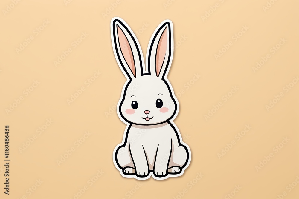 Obraz premium there is a white rabbit sticker with a black outline on it