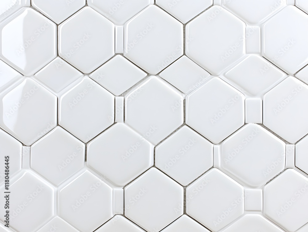 Naklejka premium White Glossy Hexagonal Tile Mosaic