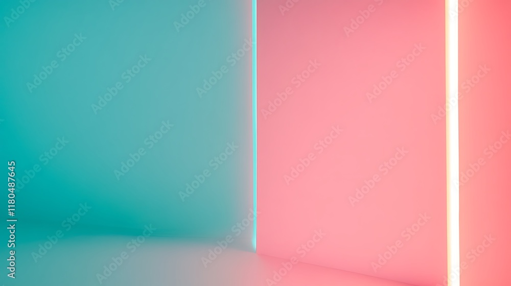Abstract Pastel Room With Neon Light Lines Abstract Pastel Room With Neon Light Lines