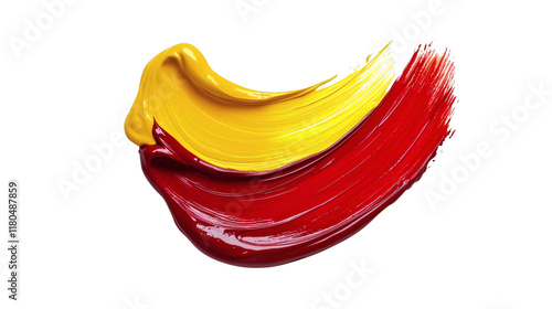 red and yellow brush stoke isolated on white background photo